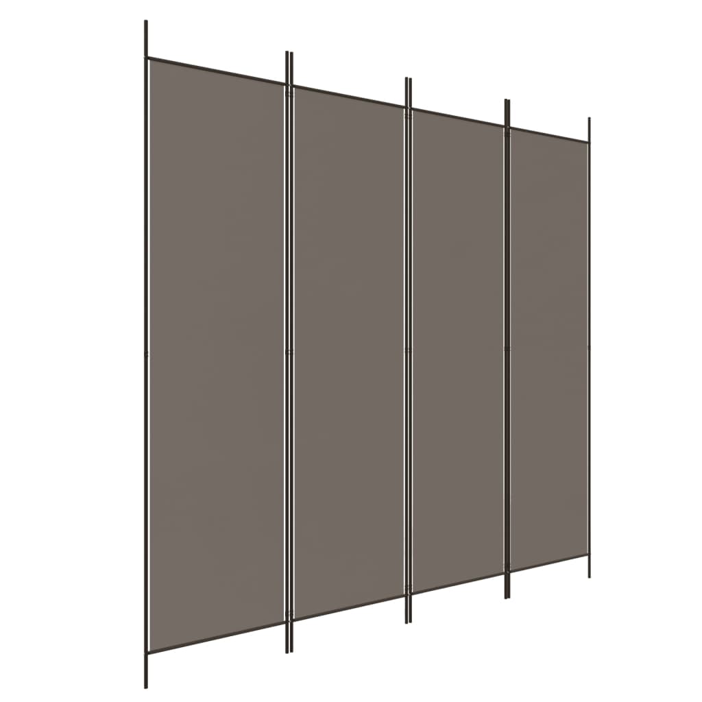 Divisorio a 4 Pannelli Antracite 200x220 cm Tessuto | homemem39