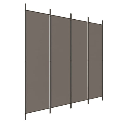 Divisorio a 4 Pannelli Antracite 200x220 cm Tessuto