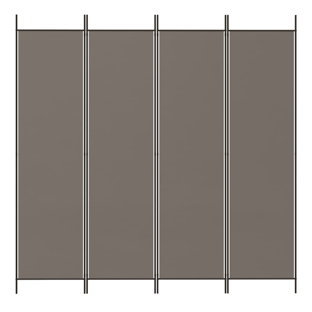 Divisorio a 4 Pannelli Antracite 200x220 cm Tessuto