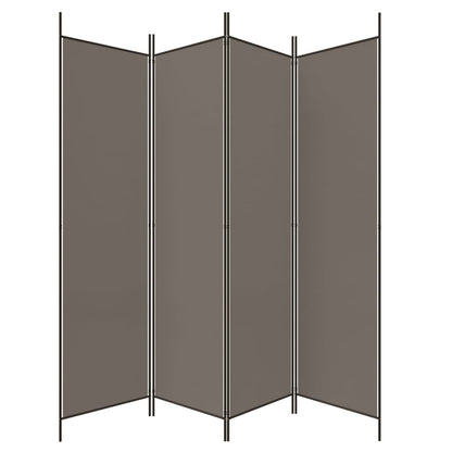 Divisorio a 4 Pannelli Antracite 200x220 cm Tessuto
