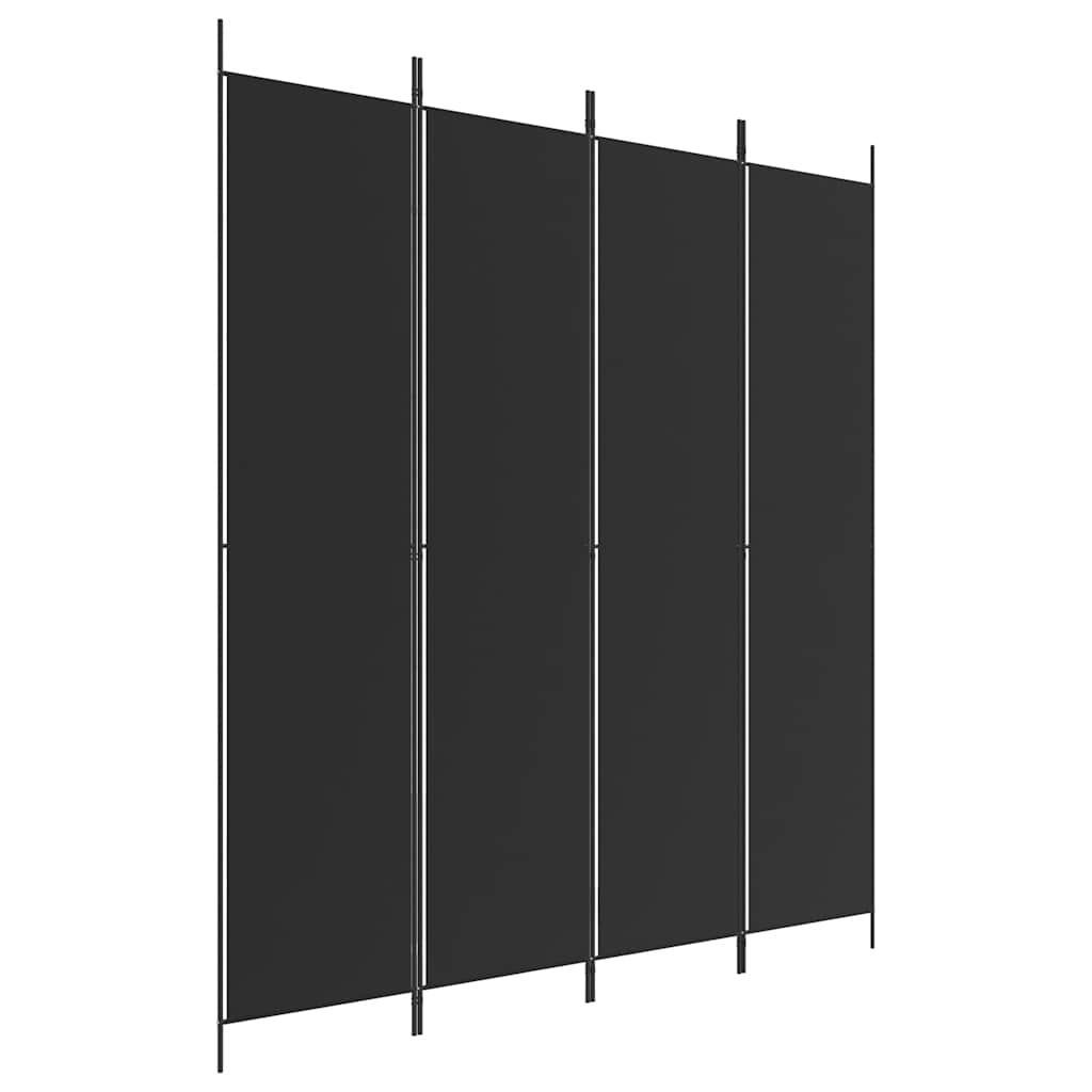 Divisorio a 4 Pannelli Nero 200x220 cm in Tessuto | homemem39