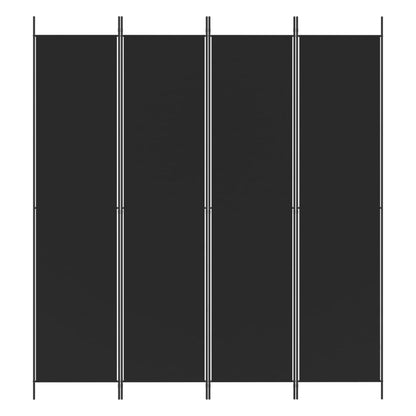 Divisorio a 4 Pannelli Nero 200x220 cm in Tessuto - homemem39