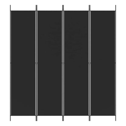 Divisorio a 4 Pannelli Nero 200x220 cm in Tessuto