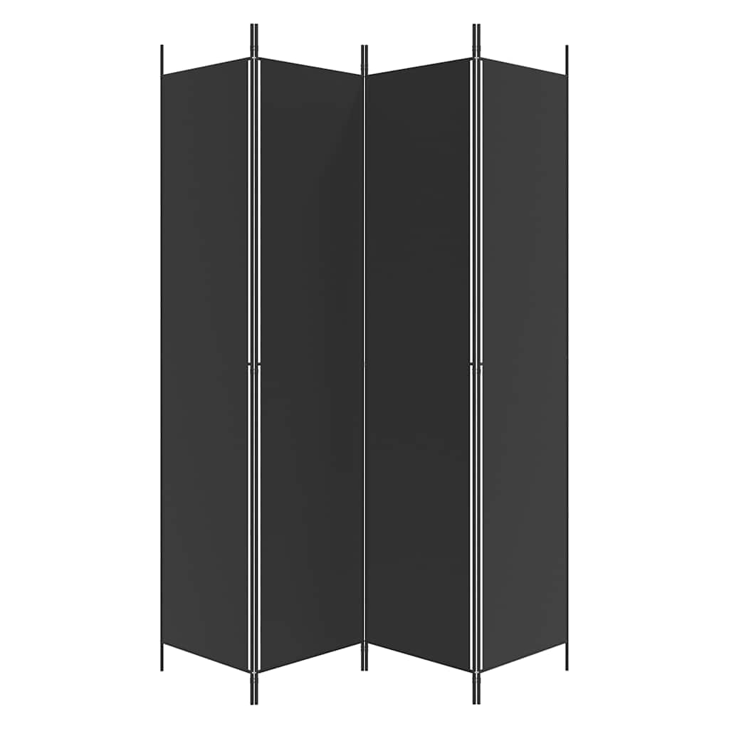 Divisorio a 4 Pannelli Nero 200x220 cm in Tessuto
