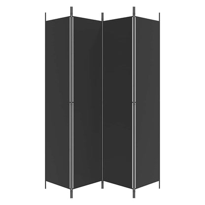 Divisorio a 4 Pannelli Nero 200x220 cm in Tessuto