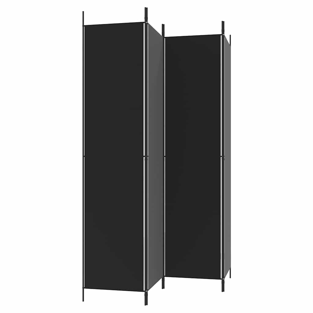Divisorio a 4 Pannelli Nero 200x220 cm in Tessuto