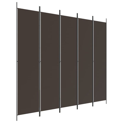 Divisorio a 5 Pannelli Marrone 250x220 cm in Tessuto | homemem39