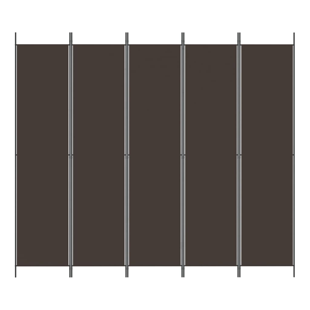 Divisorio a 5 Pannelli Marrone 250x220 cm in Tessuto - homemem39