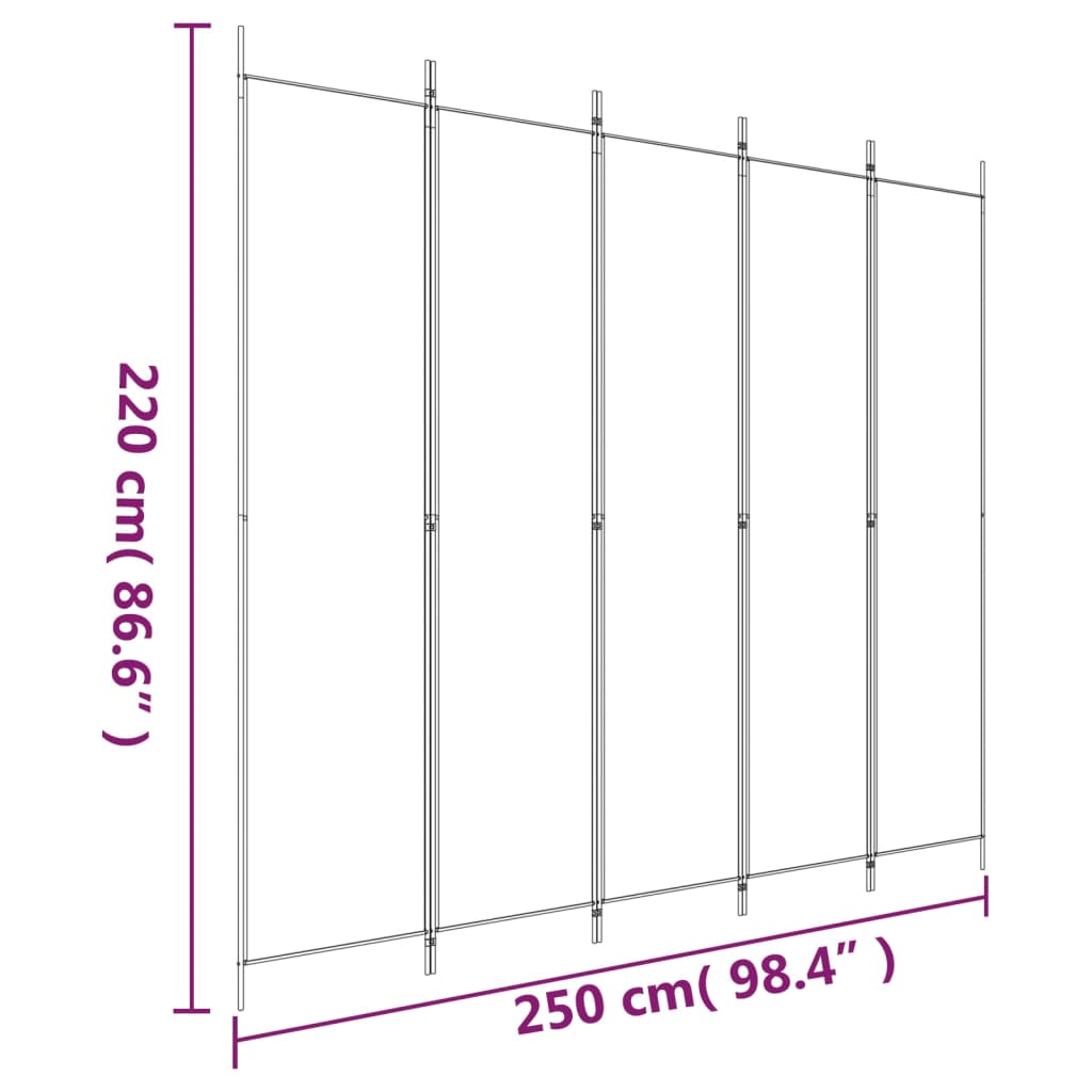 Divisorio a 5 Pannelli Marrone 250x220 cm in Tessuto | homemem39