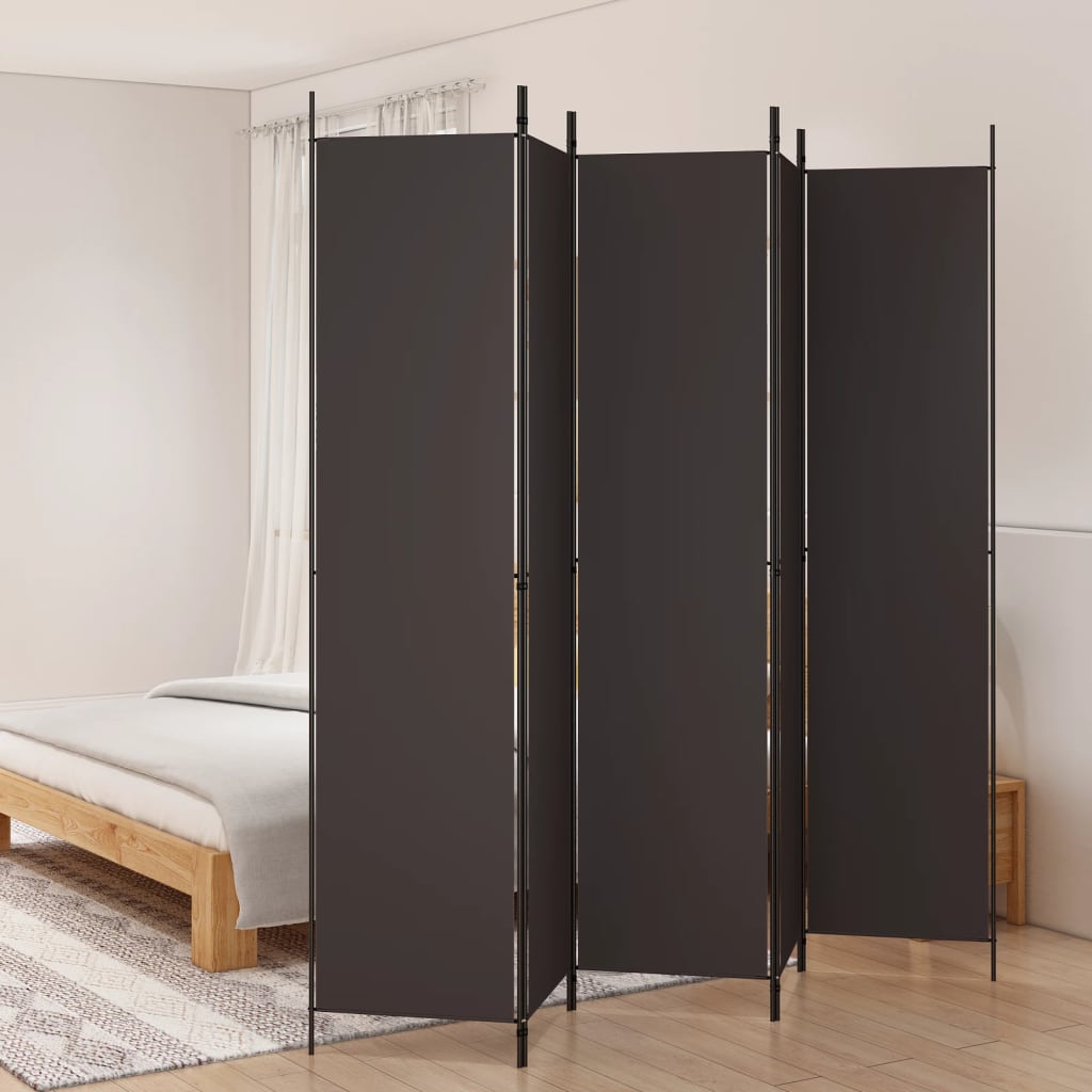 Divisorio a 5 Pannelli Marrone 250x220 cm in Tessuto | homemem39