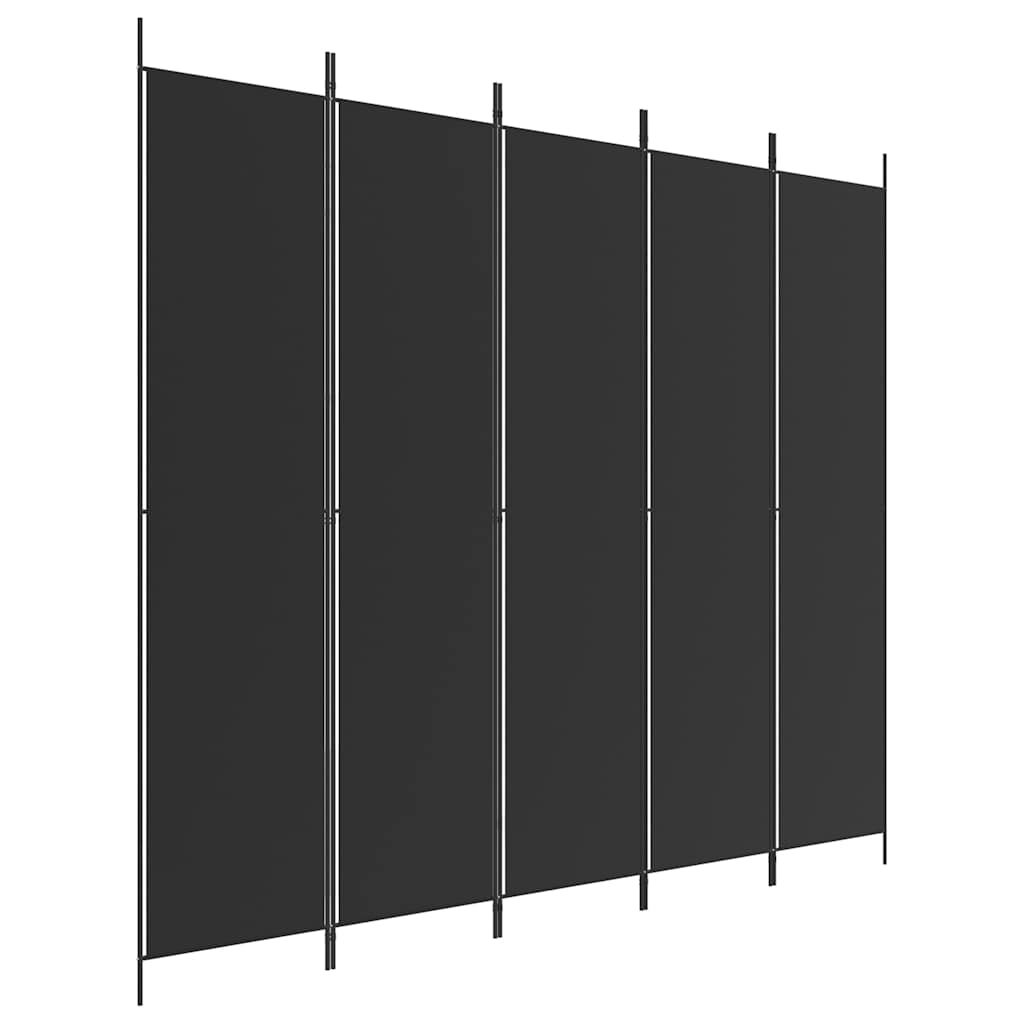Divisorio 5 Pannelli Nero 250x220 cm Tessuto