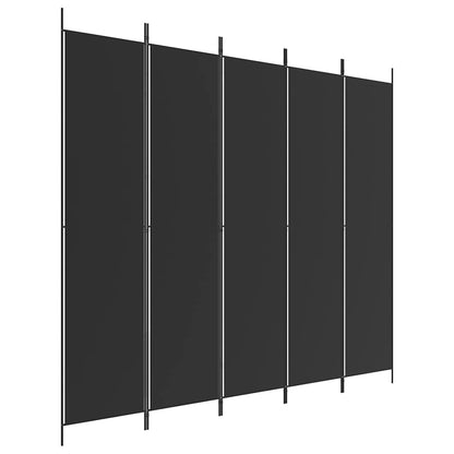Divisorio 5 Pannelli Nero 250x220 cm Tessuto