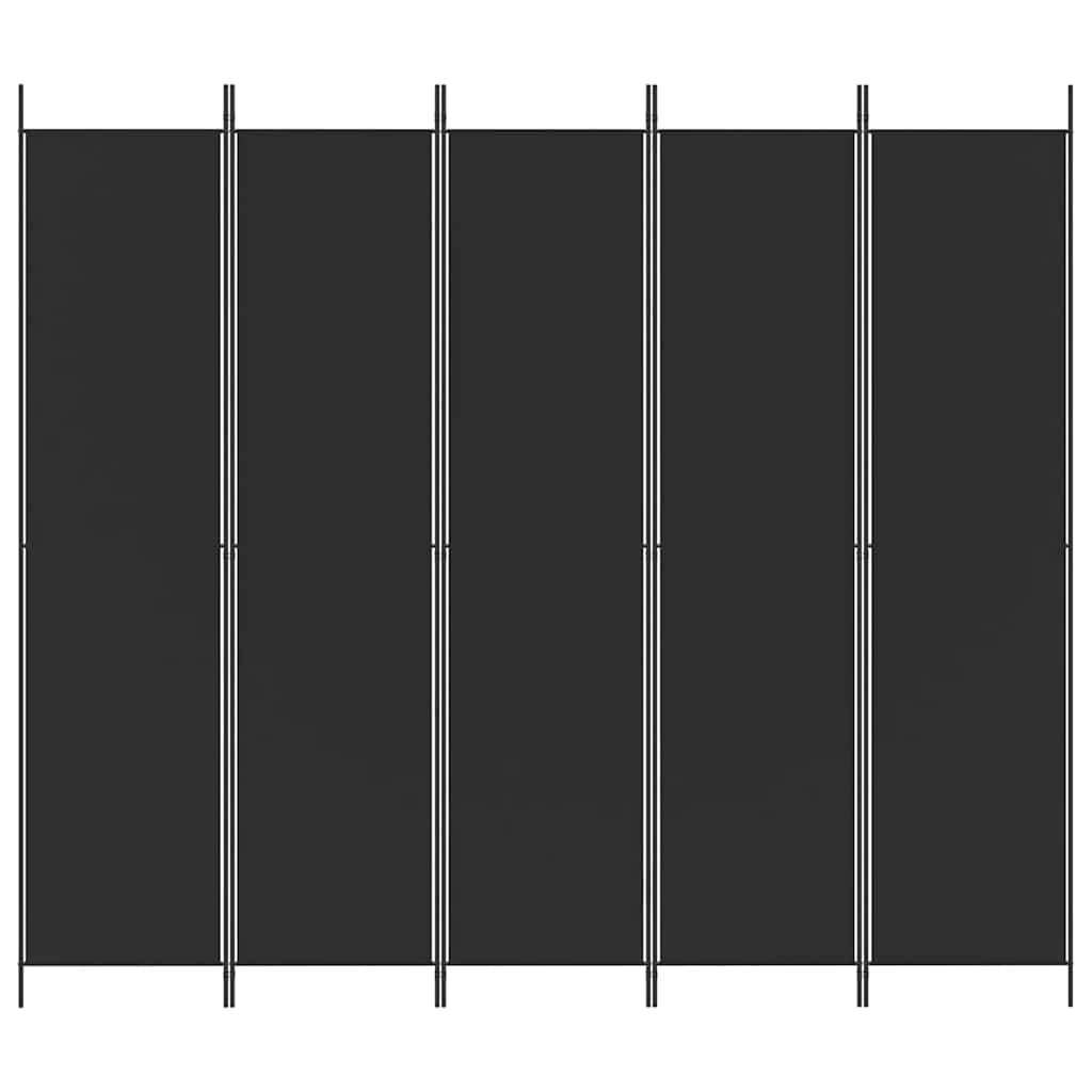 Divisorio 5 Pannelli Nero 250x220 cm Tessuto