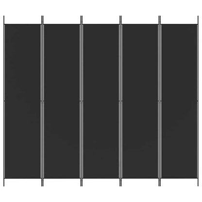 Divisorio 5 Pannelli Nero 250x220 cm Tessuto