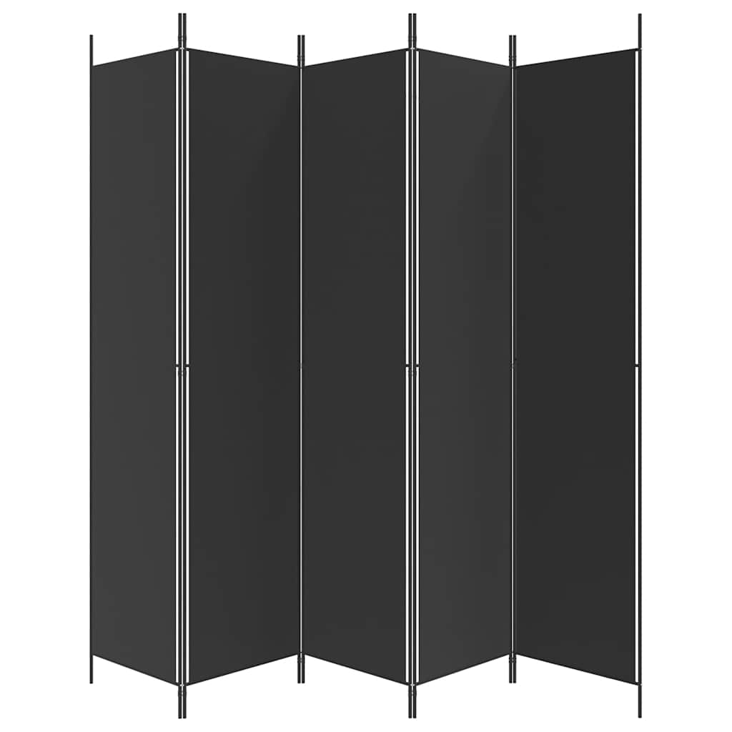 Divisorio 5 Pannelli Nero 250x220 cm Tessuto