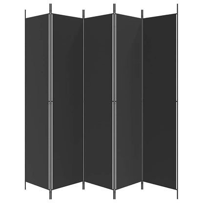 Divisorio 5 Pannelli Nero 250x220 cm Tessuto