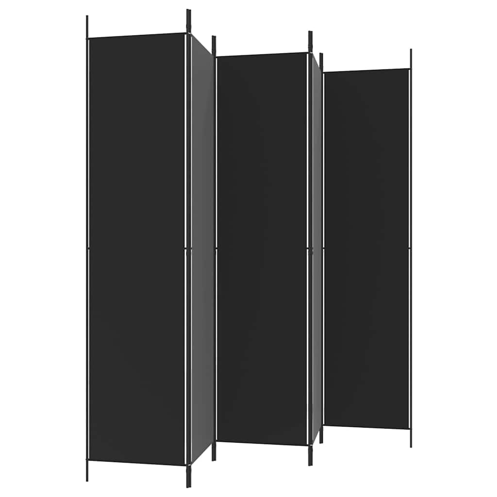 Divisorio 5 Pannelli Nero 250x220 cm Tessuto