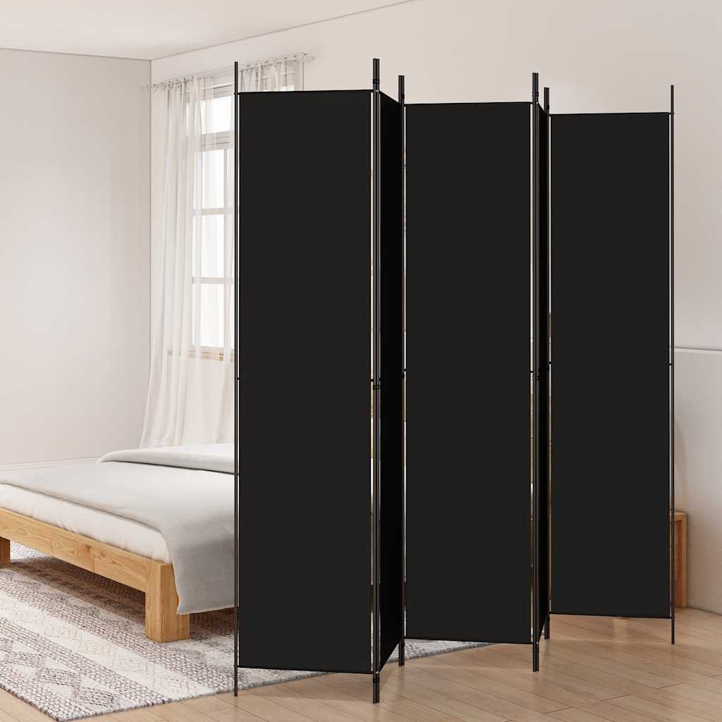 Divisorio 5 Pannelli Nero 250x220 cm Tessuto | homemem39