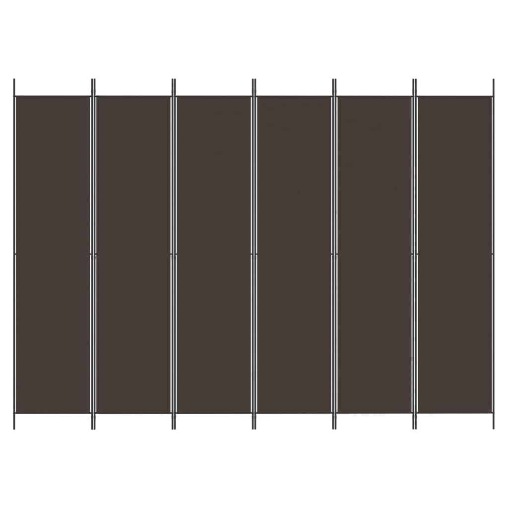 Divisorio a 6 Pannelli Marrone 300x220 cm in Tessuto - homemem39