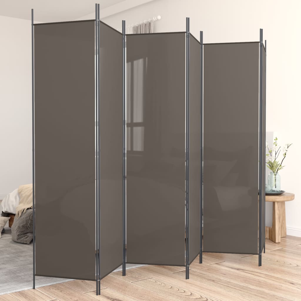 Divisorio a 6 Pannelli Antracite 300x220 cm Tessuto | homemem39