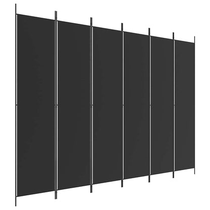 Divisorio a 6 Pannelli Nero 300x220 cm in Tessuto