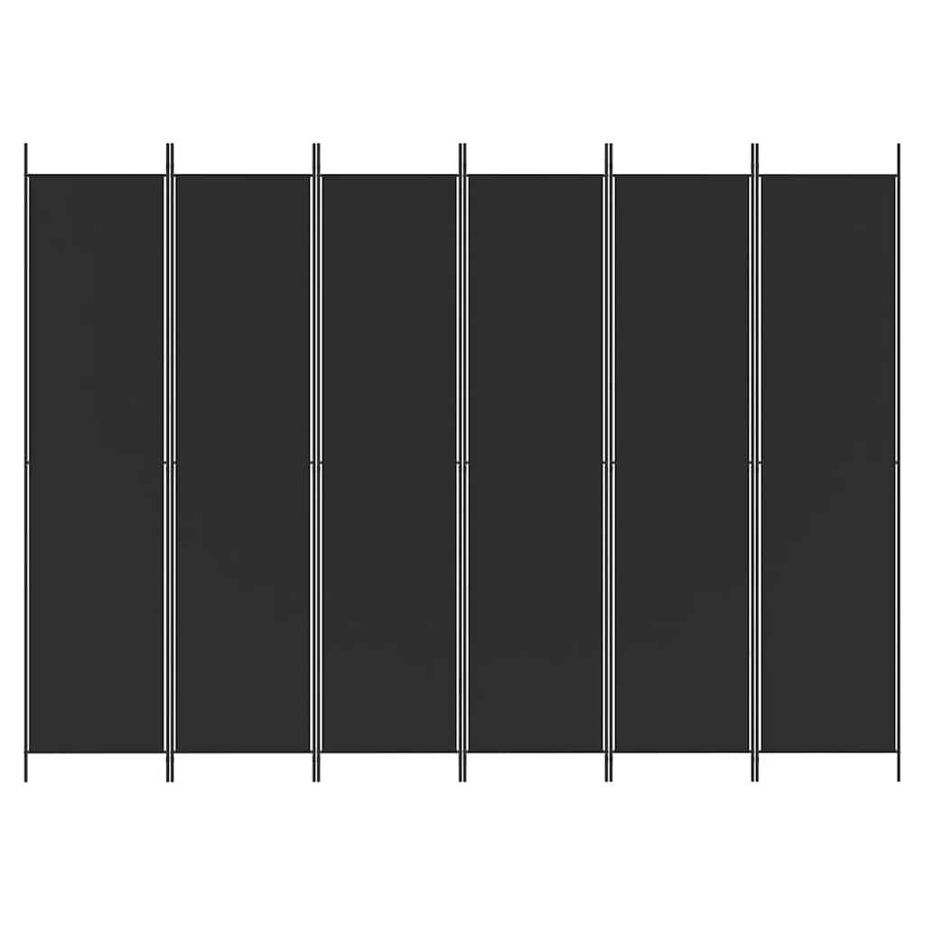 Divisorio a 6 Pannelli Nero 300x220 cm in Tessuto