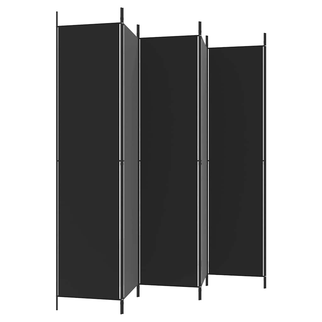 Divisorio a 6 Pannelli Nero 300x220 cm in Tessuto