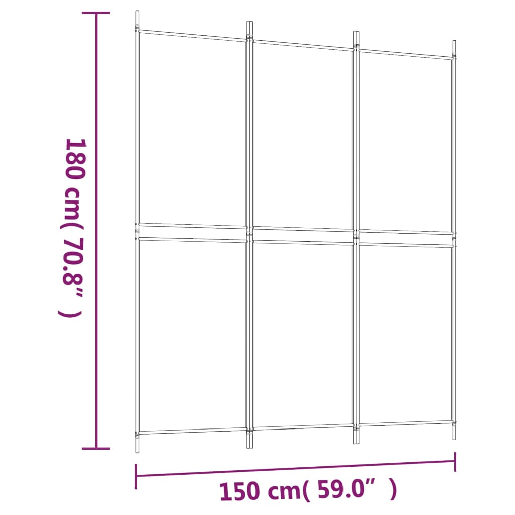 Divisorio a 3 Pannelli bianco 150x180 cm in Tessuto - homemem39