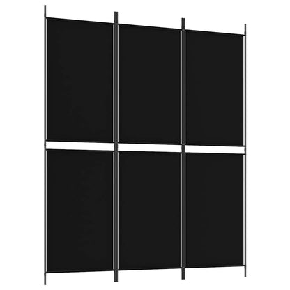 Divisorio a 3 Pannelli Nero 150x180 cm in Tessuto