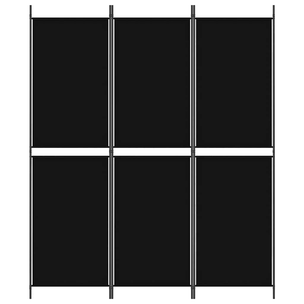 Divisorio a 3 Pannelli Nero 150x180 cm in Tessuto