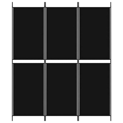 Divisorio a 3 Pannelli Nero 150x180 cm in Tessuto