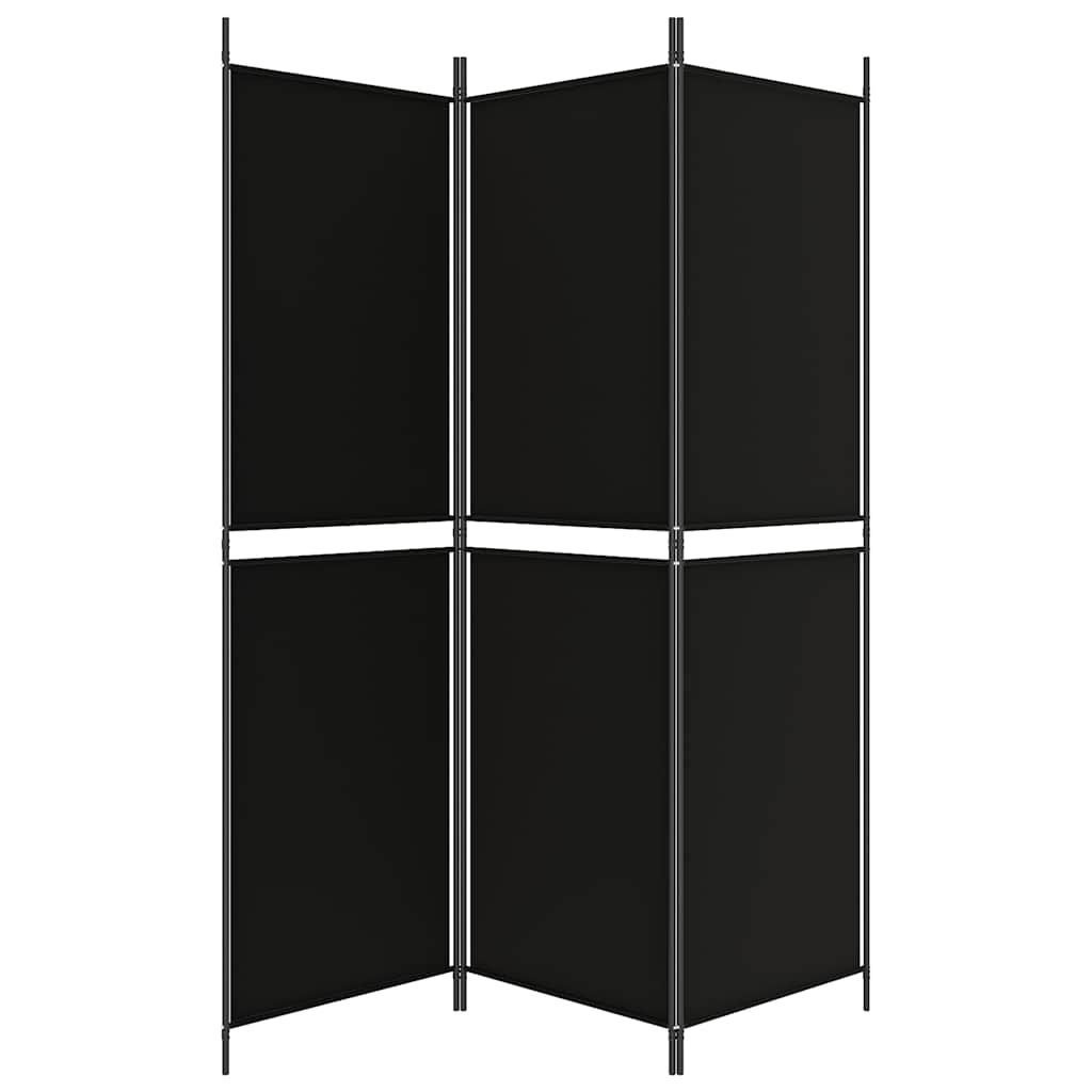 Divisorio a 3 Pannelli Nero 150x180 cm in Tessuto