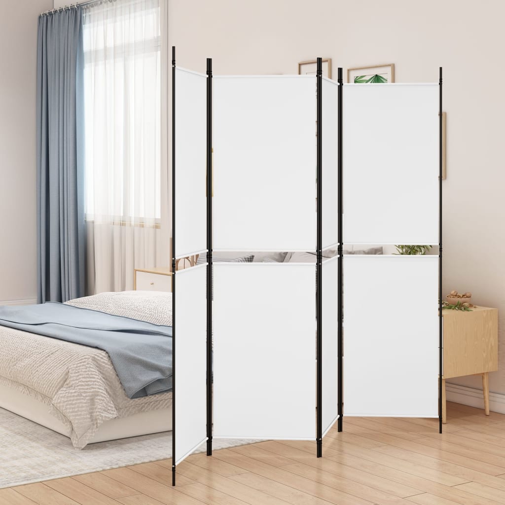 Divisorio a 4 Pannelli Bianco 200x180 cm Tessuto - homemem39