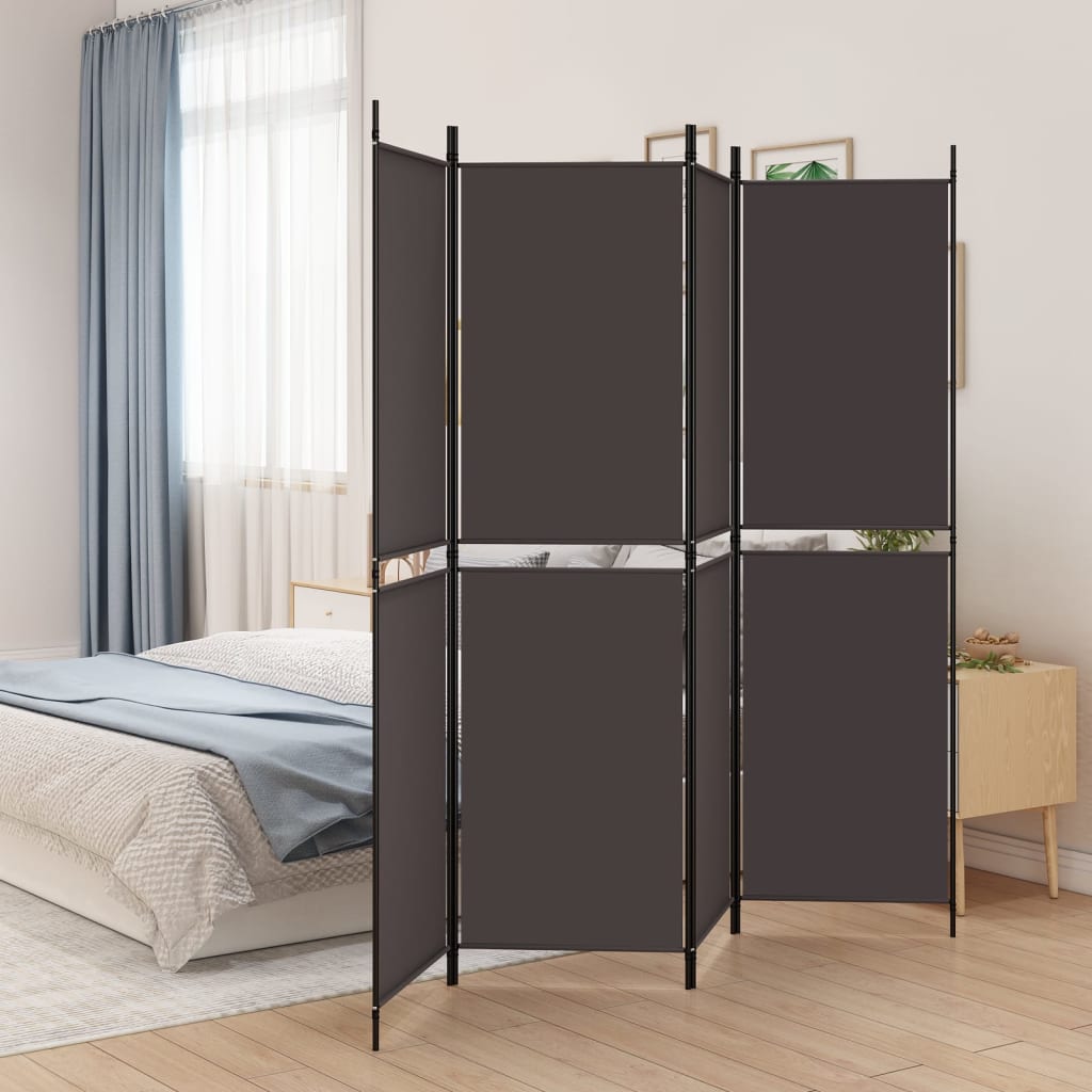 Divisorio a 4 Pannelli Marrone 200x180 cm in Tessuto | homemem39