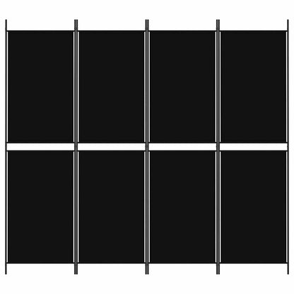 Divisorio a 4 Pannelli Nero 200x180 cm in Tessuto
