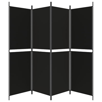 Divisorio a 4 Pannelli Nero 200x180 cm in Tessuto
