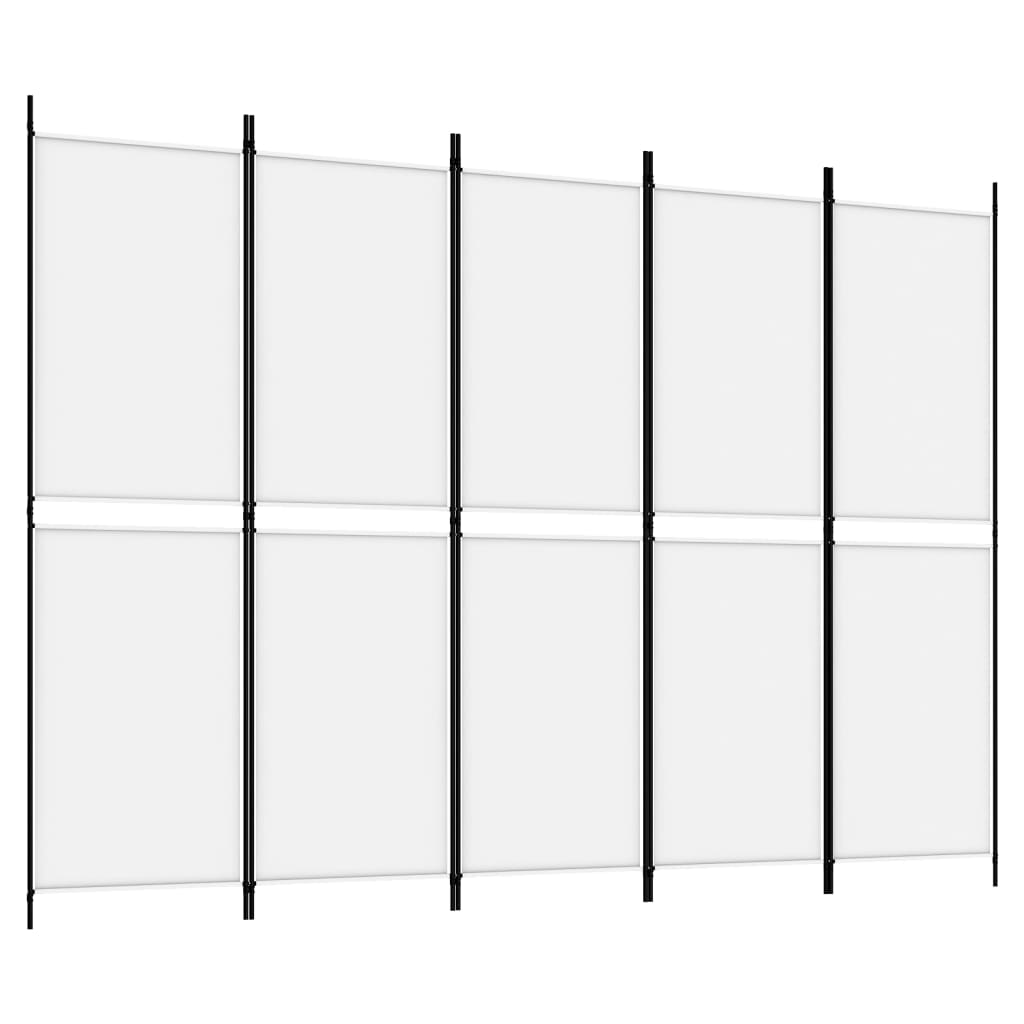 Divisorio a 5 Pannelli Bianco 250x180 cm Tessuto