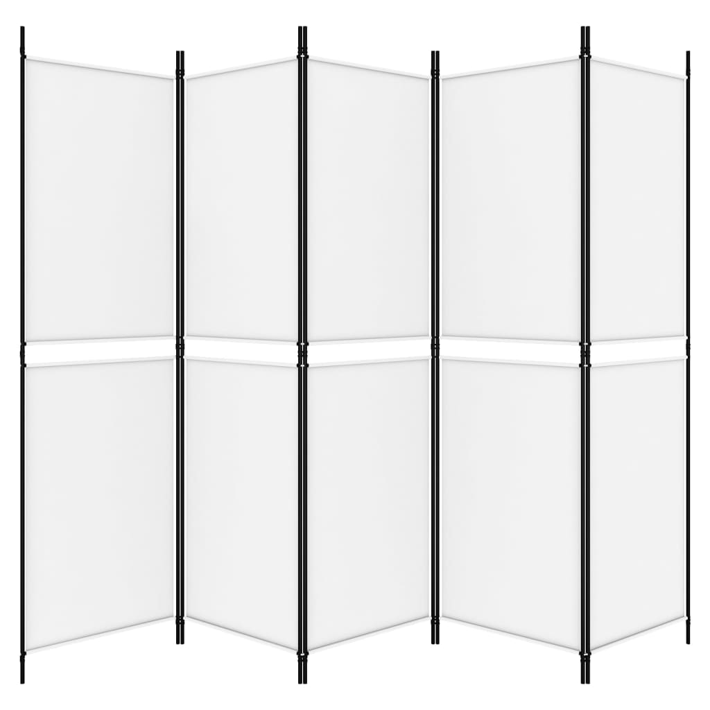 Divisorio a 5 Pannelli Bianco 250x180 cm Tessuto