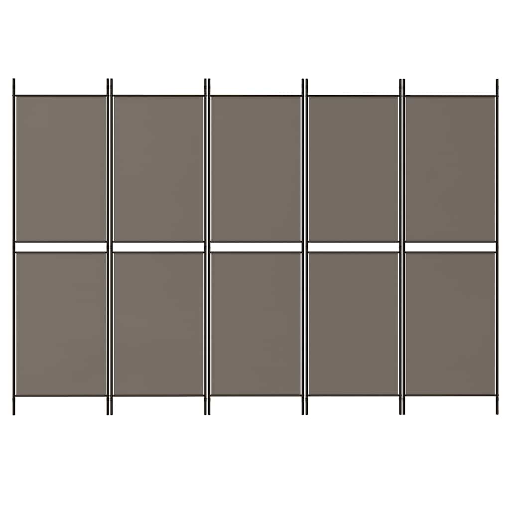 Divisorio a 5 Pannelli Antracite 250x180 cm Tessuto