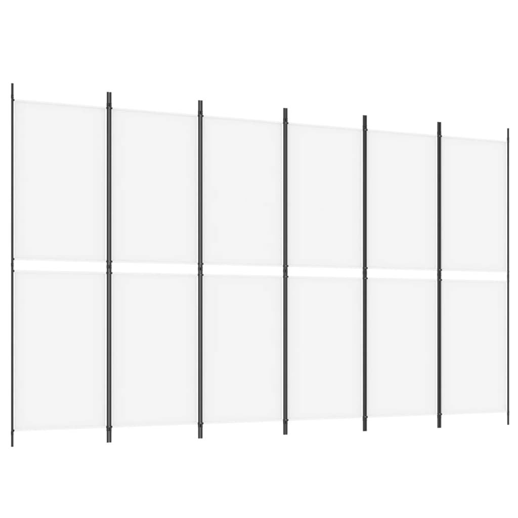 Divisorio a 6 Pannelli Bianco 300 x 180 cm Tessuto