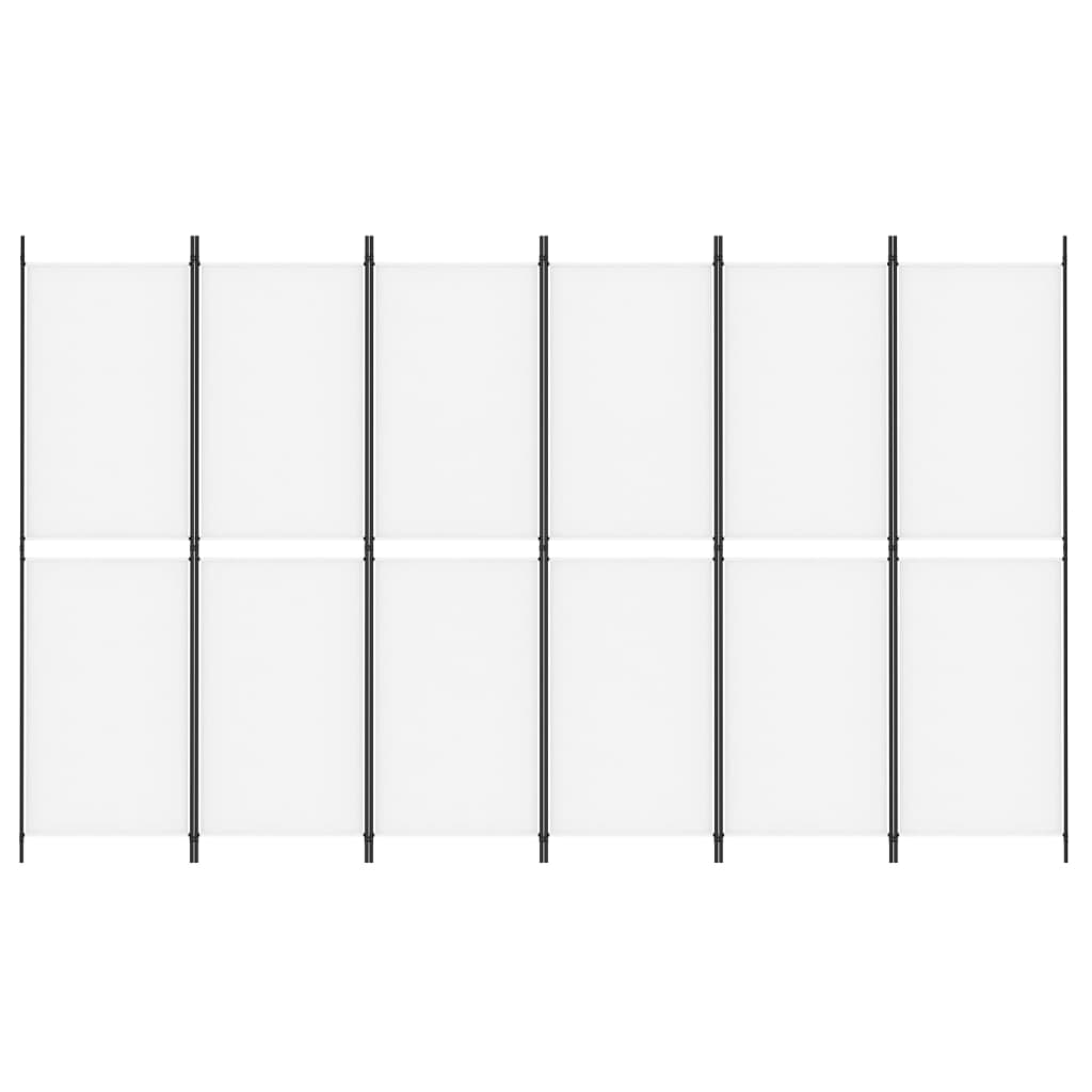 Divisorio a 6 Pannelli Bianco 300 x 180 cm Tessuto
