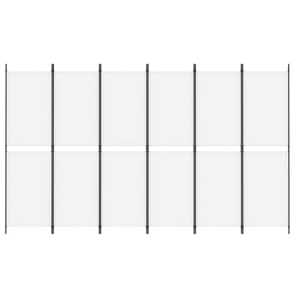 Divisorio a 6 Pannelli Bianco 300 x 180 cm Tessuto