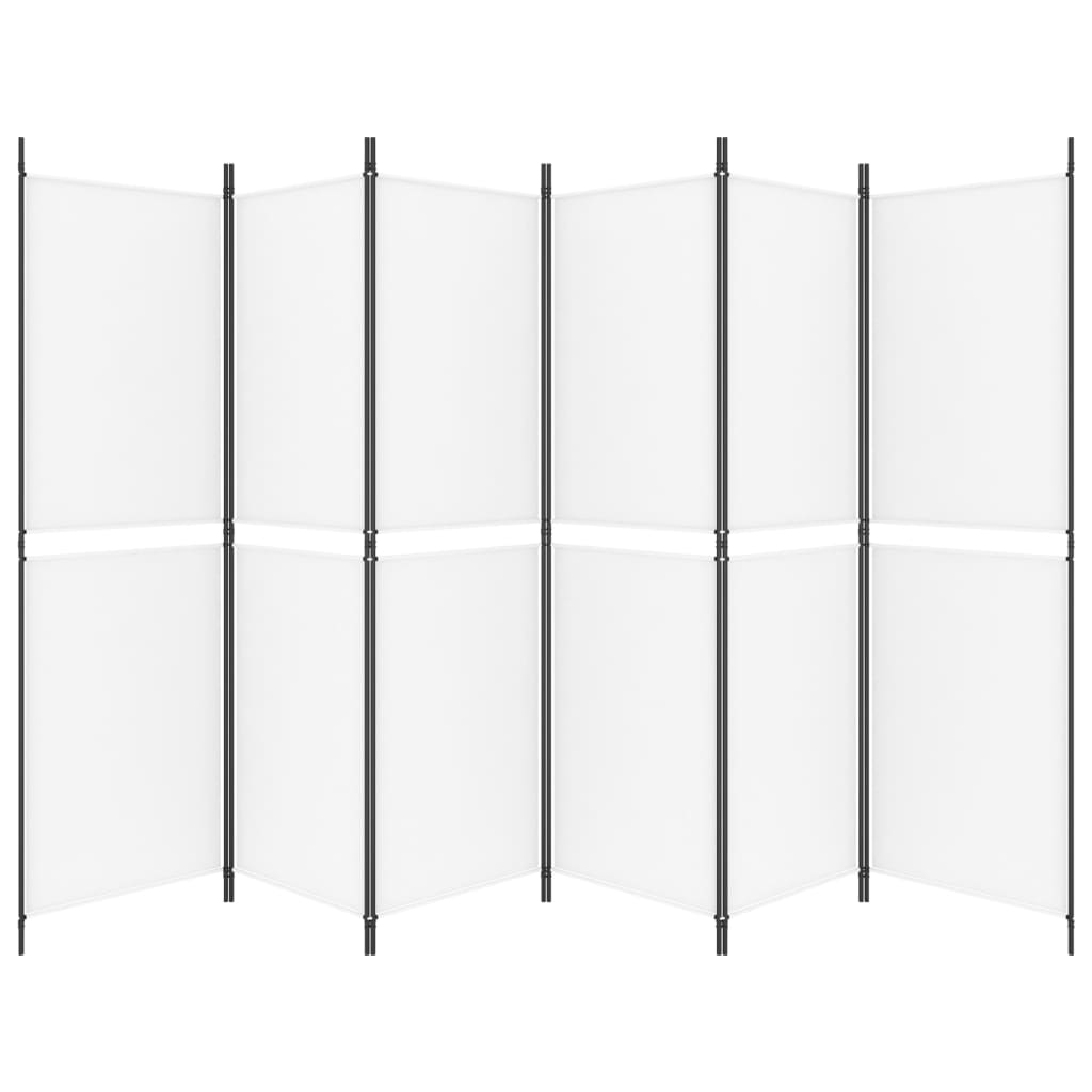 Divisorio a 6 Pannelli Bianco 300 x 180 cm Tessuto