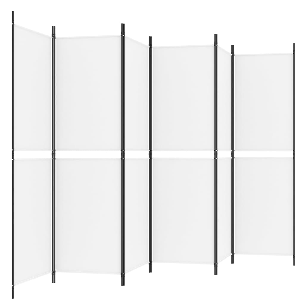 Divisorio a 6 Pannelli Bianco 300 x 180 cm Tessuto