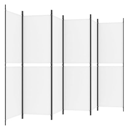Divisorio a 6 Pannelli Bianco 300 x 180 cm Tessuto