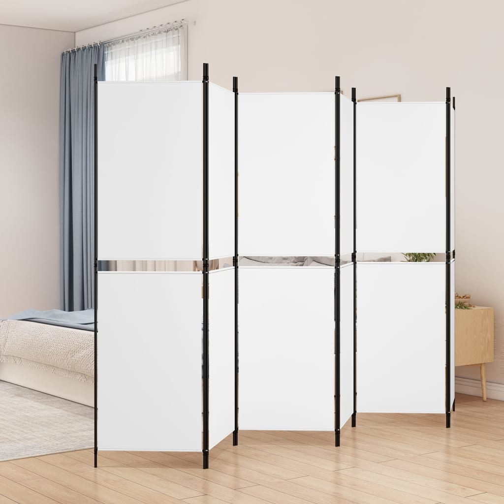 Divisorio a 6 Pannelli Bianco 300 x 180 cm Tessuto