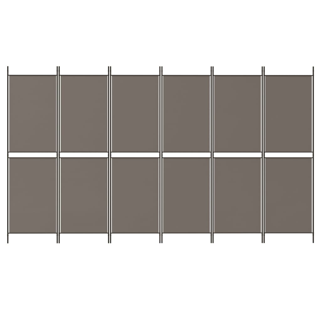 Divisorio a 6 Pannelli Antracite 300 x 180 cm Tessuto