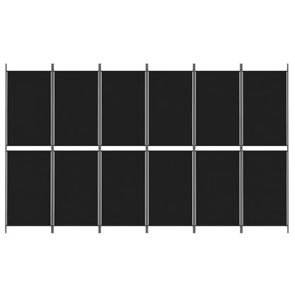 Divisorio a 6 Pannelli Nero 300 x 180 cm in Tessuto