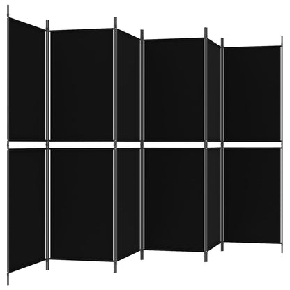 Divisorio a 6 Pannelli Nero 300 x 180 cm in Tessuto