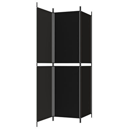 Divisorio a 3 Pannelli Nero 150x200 cm in Tessuto